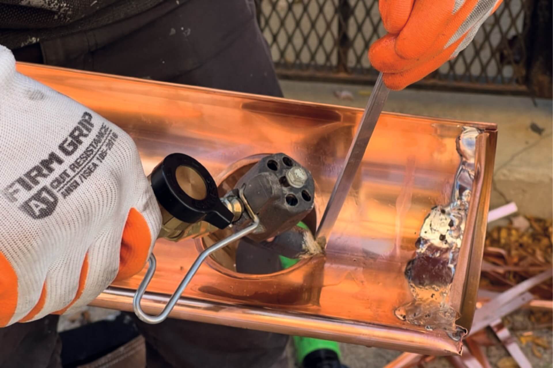 gutter copper solder repair scaled
